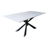 Mattias table pakoworld white marble sintered stone with black metal legs 180x90x75cm