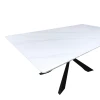 Mattias table pakoworld white marble sintered stone with black metal legs 180x90x75cm