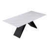 Kitchen table Meja pakoworld sintered white stone with black metal legs 200x100x76cm