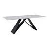 Kitchen table Meja pakoworld sintered white stone with black metal legs 200x100x76cm