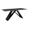 Kitchen table Meja pakoworld sintered black stone with black metal legs 180x90x76cm