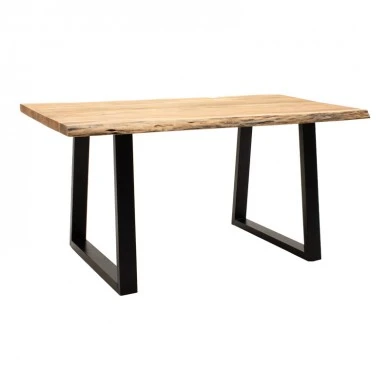 Miles pakoworld table solid acacia wood thickness 3.7-4cm in natural shade with black metal legs 200x96x76cm