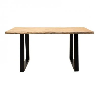 Miles pakoworld table solid acacia wood 3.7-4cm in natural shade with black metal legs 180x90x76cm
