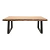 Miles pakoworld coffee table solid acacia wood thickness 3.7-4cm in natural shade with black metal legs 115x60x45cm