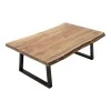 Miles pakoworld coffee table solid acacia wood thickness 3.7-4cm in natural shade with black metal legs 115x60x45cm
