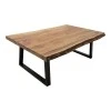 Miles pakoworld coffee table solid acacia wood thickness 3.7-4cm in natural shade with black metal legs 115x60x45cm