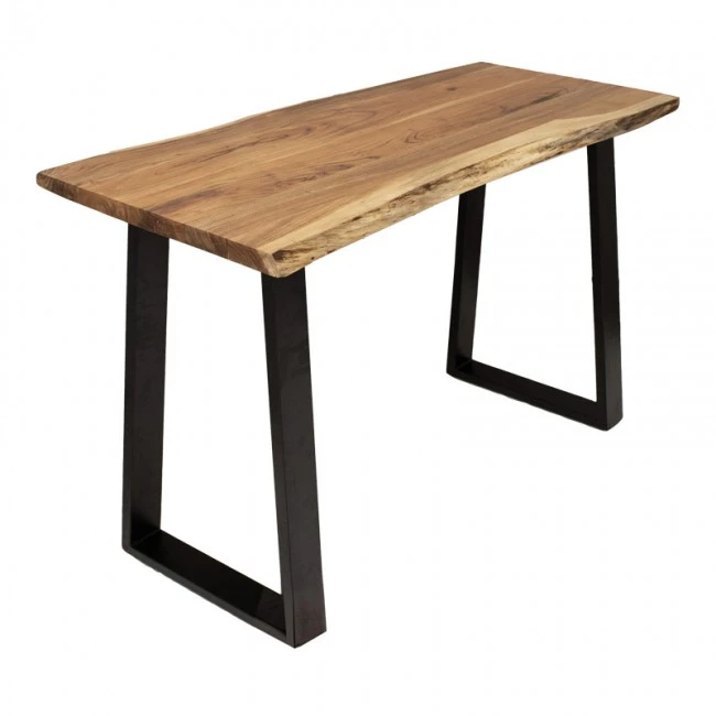 Miles pakoworld console solid acacia wood thickness 3.7-4cm in natural shade with black metal legs 120x45x78cm