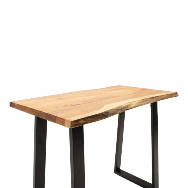 Miles pakoworld console solid acacia wood thickness 3.7-4cm in natural shade with black metal legs 120x45x78cm