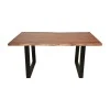 Τραπέζι Miles pakoworld μασίφ ξύλο ακακίας πάχους 3.7-4εκ σε καρυδί απόχρωση με μαύρα μεταλλικά πόδια 160x90x76εκ