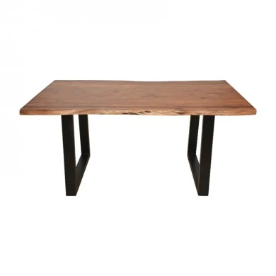 Miles pakoworld table solid acacia wood thickness 3.7-4cm in walnut color with black metal legs 160x90x76cm