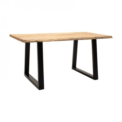 Miles Slim pakoworld table solid acacia wood in natural shade with black metal legs 160x90x76cm