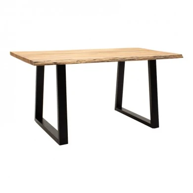 Miles Slim pakoworld table solid acacia wood in natural shade with black metal legs 180x90x76cm