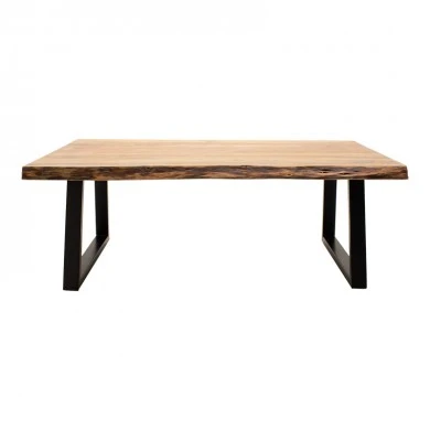 Miles Slim pakoworld coffee table solid acacia wood in natural shade with black metal legs 115x60x45cm