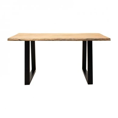Miles Slim pakoworld table solid acacia wood in natural shade with black metal legs 160x90x76cm