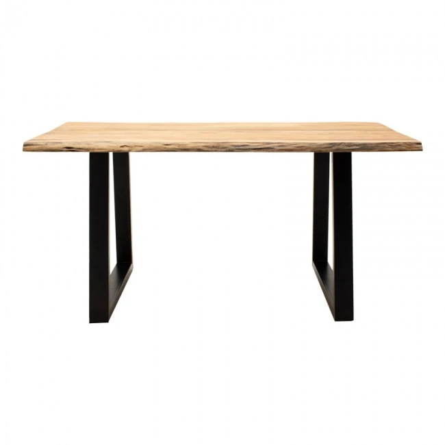 Miles Slim pakoworld table solid acacia wood in natural shade with black metal legs 180x90x76cm
