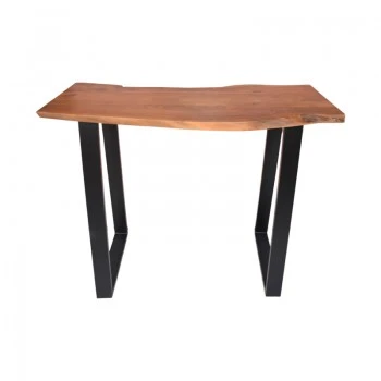 Bar table Miles pakoworld solid acacia wood 3.7-4cm in walnut color with black metal legs 120x53x97cm