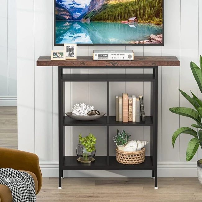 Stolik pakoworld bar table in walnut-black shade 100x35x110cm