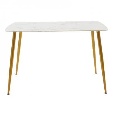 Dining table Paris pakoworld glass 8mm marble pattern-golden 120x80x75cm
