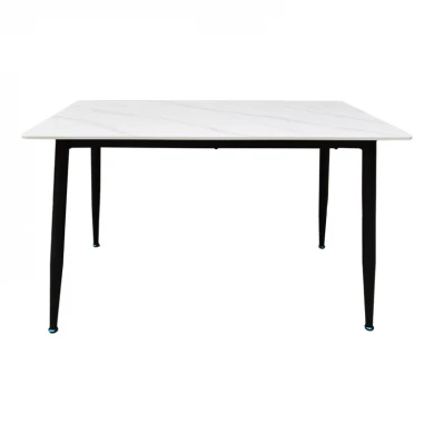 Pembe pakoworld table white marble sintered stone-black metal leg 120x70x75cm