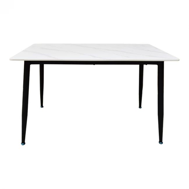 Pembe pakoworld table white marble sintered stone-black metal leg 120x70x75cm
