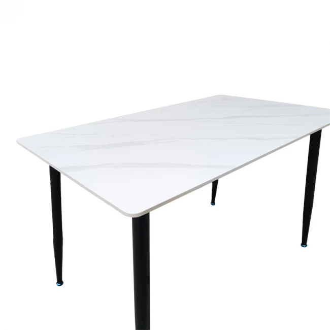 Pembe pakoworld table white marble sintered stone-black metal leg 120x70x75cm