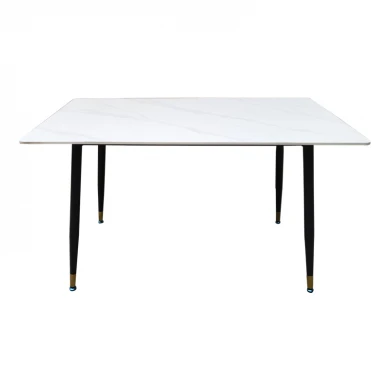 Pembe pakoworld table white marble sintered stone-black metal leg 140x80x75cm