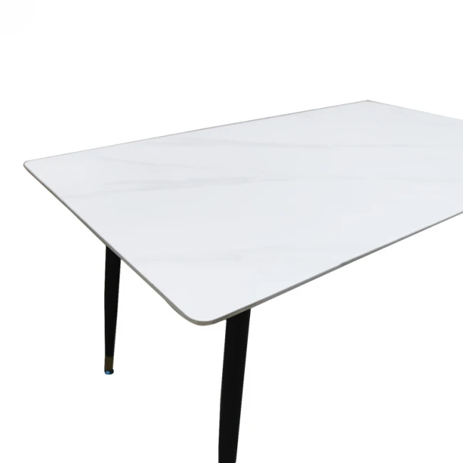 Pembe pakoworld table white marble sintered stone-black metal leg 140x80x75cm