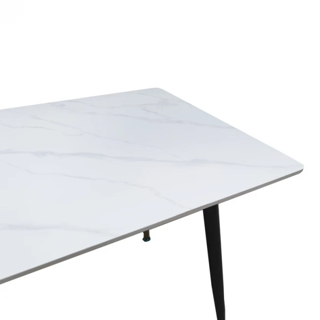 Pembe pakoworld table white marble sintered stone-black metal leg 140x80x75cm