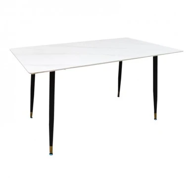 Pembe pakoworld table white marble sintered stone-black metal leg 140x80x75cm