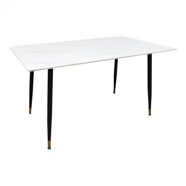 Pembe pakoworld table white marble sintered stone-black metal leg 140x80x75cm