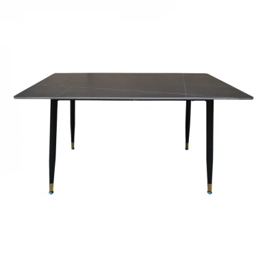 Pembe pakoworld table black marble sintered stone-black metal legs 140x80x75cm