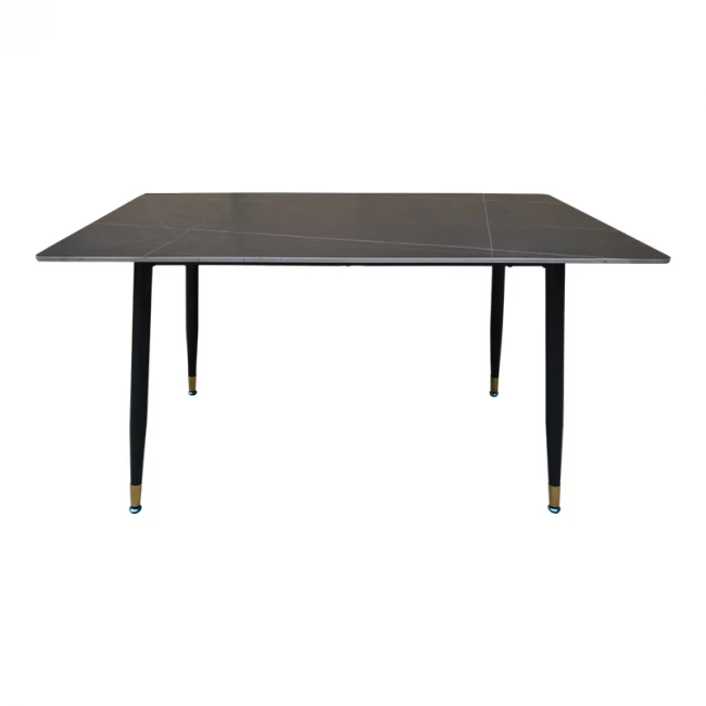 Pembe pakoworld table black marble sintered stone-black metal legs 140x80x75cm