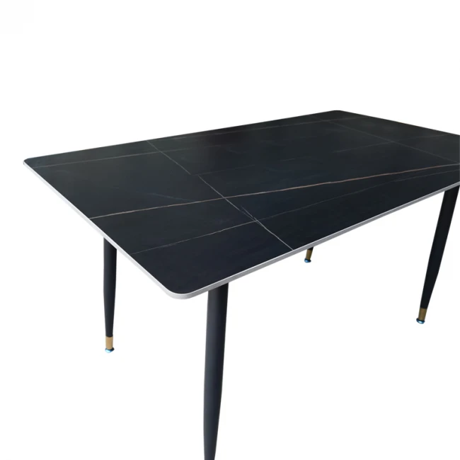 Pembe pakoworld table black marble sintered stone-black metal legs 140x80x75cm
