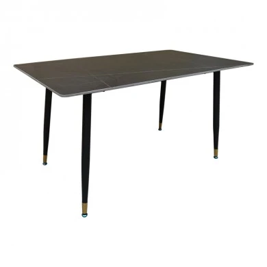 Pembe pakoworld table black marble sintered stone-black metal legs 140x80x75cm
