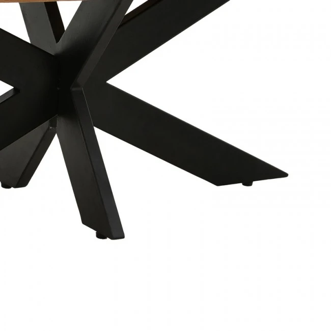 Royalty I table pakoworld solid mango wood 4cm in natural shade-black metal leg D130x77cm