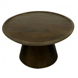Aliki Inart coffee table walnut solid mango wood D90x40cm Aliki Inart coffee table walnut solid mango wood D90x40cm
