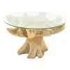 Benzou coffee table Inart teak wood in natural color d80x45cm