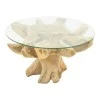 Benzou coffee table Inart teak wood in natural color d80x45cm