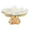 Benzou coffee table Inart teak wood in natural color d80x45cm