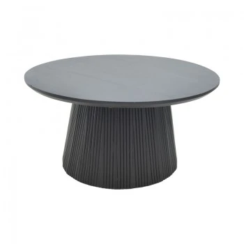 Canicule I pakoworld table, solid acacia wood in black shade, D80x40cm