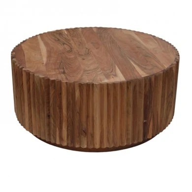 Drump pakoworld coffee table solid acacia wood in natural shade D90x39cm