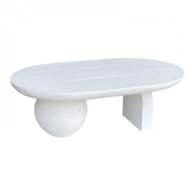 Kane Inart coffee table solid acacia wood in white color 110x72x38cm