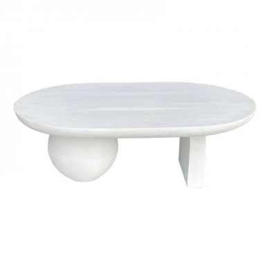 Kane Inart coffee table solid acacia wood in white color 110x72x38cm