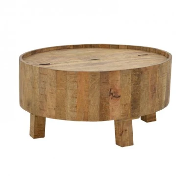 Storage coffee table Darian pakoworld solid mango wood natural D90x45cm