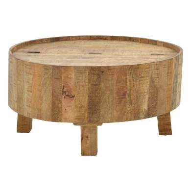 Storage coffee table Darian pakoworld solid mango wood natural D90x45cm