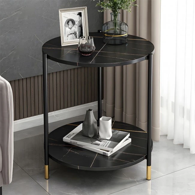 Coffee table Rhythm MDF color black marble-black D48x60cm