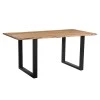 Slim pakoworld table acacia solid wood walnut-leg black 180x90x75.6cm