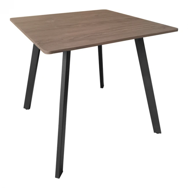 Squaro table pakoworld walnut mdf with black metal legs 80x80x75cm