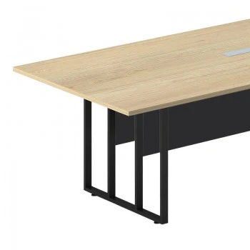 Conference table Lotus pakoworld metal-wood in oak-dark grey color 240x120x75cm