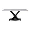 Kitchen table Tafel pakoworld sintered white stone with black metal legs 180x90x76cm